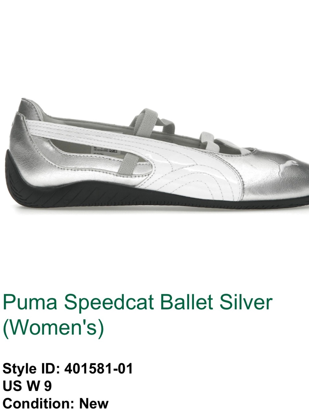 Puma speeder ballet silver slip on flats